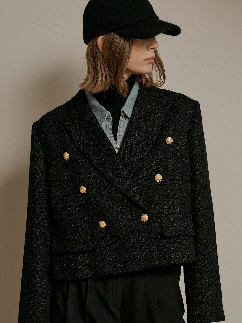 WD_Fake pocket tweed jacket_BLACK