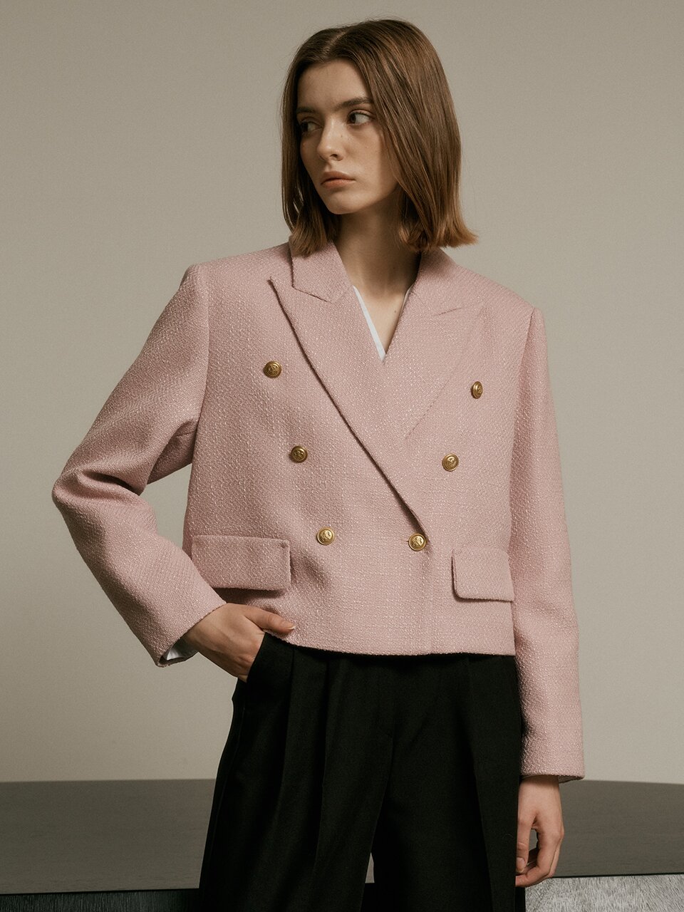 WD_Fake pocket tweed jacket_PINK