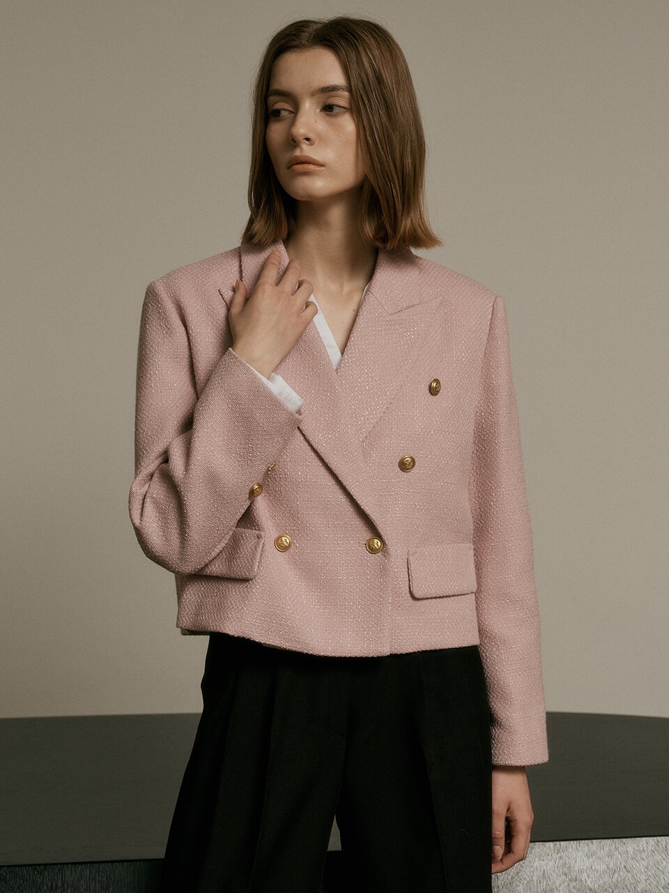 WD_Fake pocket tweed jacket_PINK