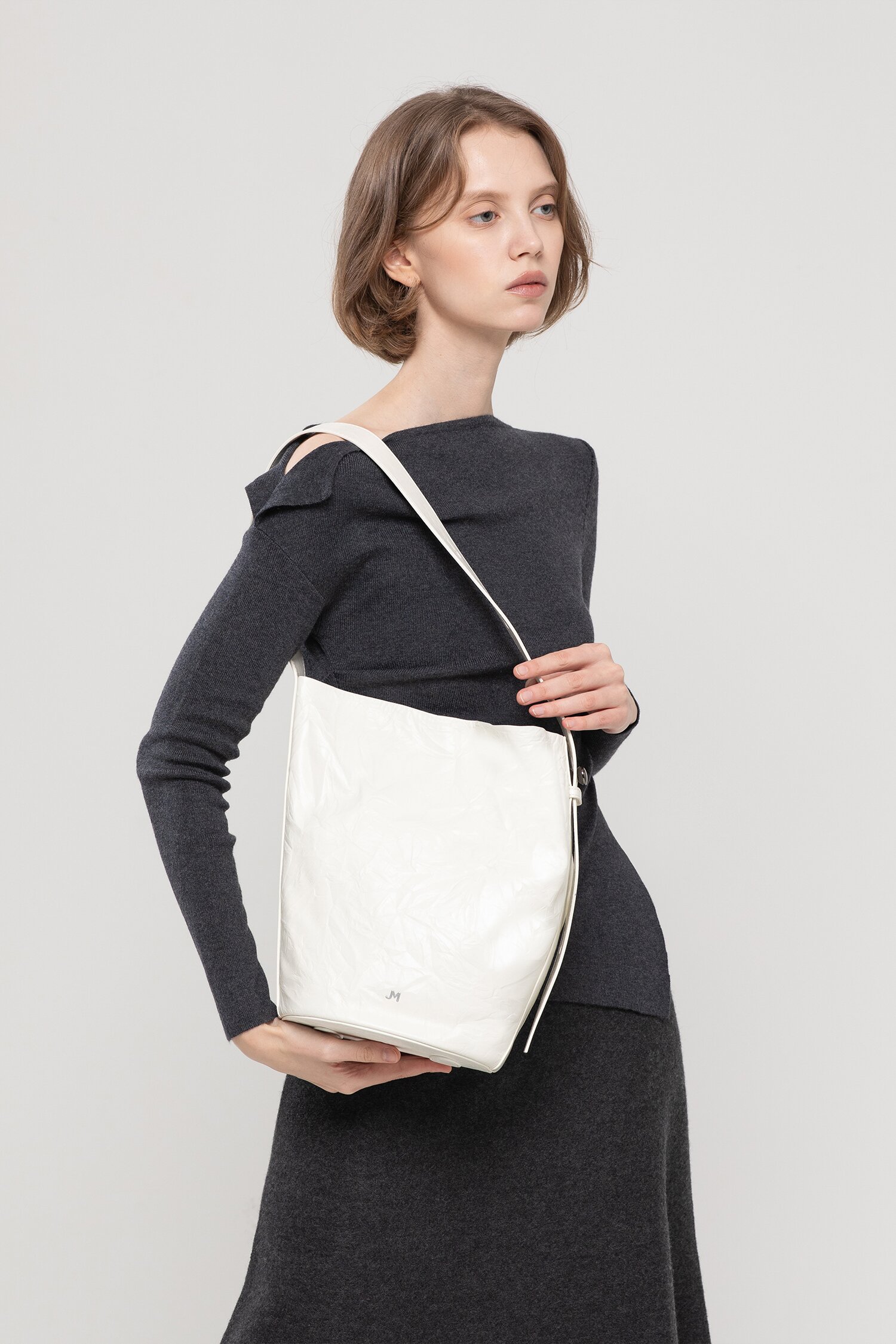 BELLA leather shoulder bag - Cream