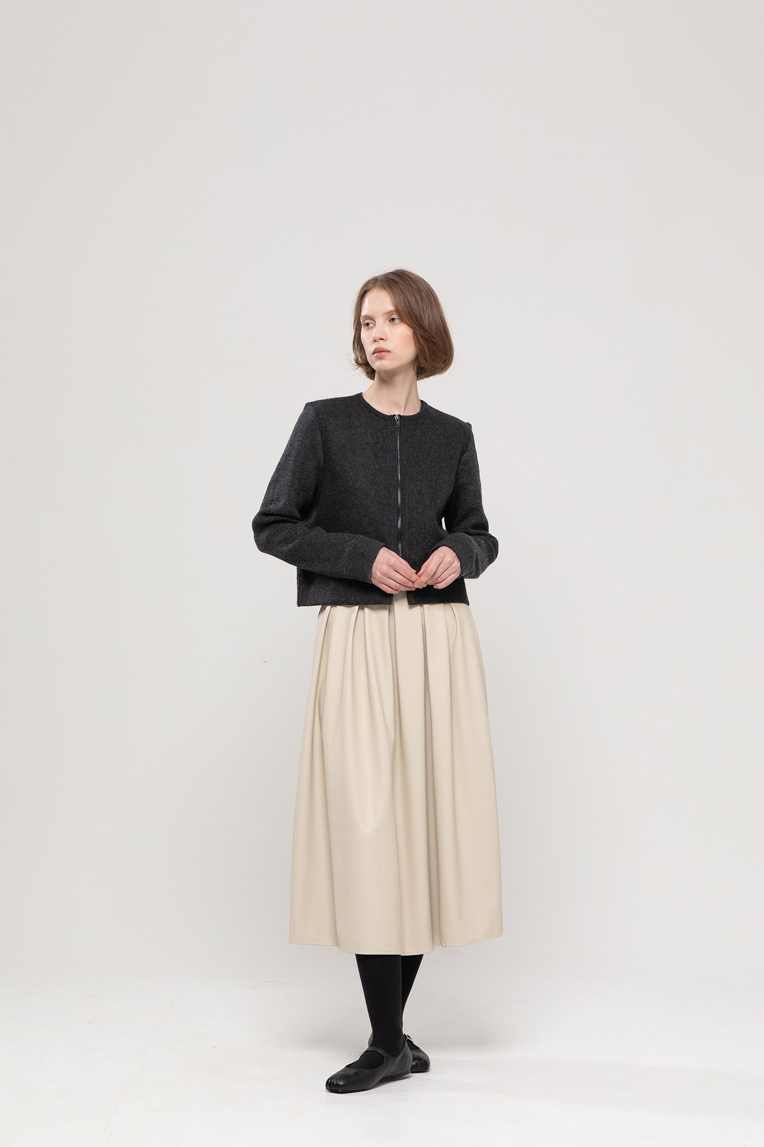 Leather skirt - Beige