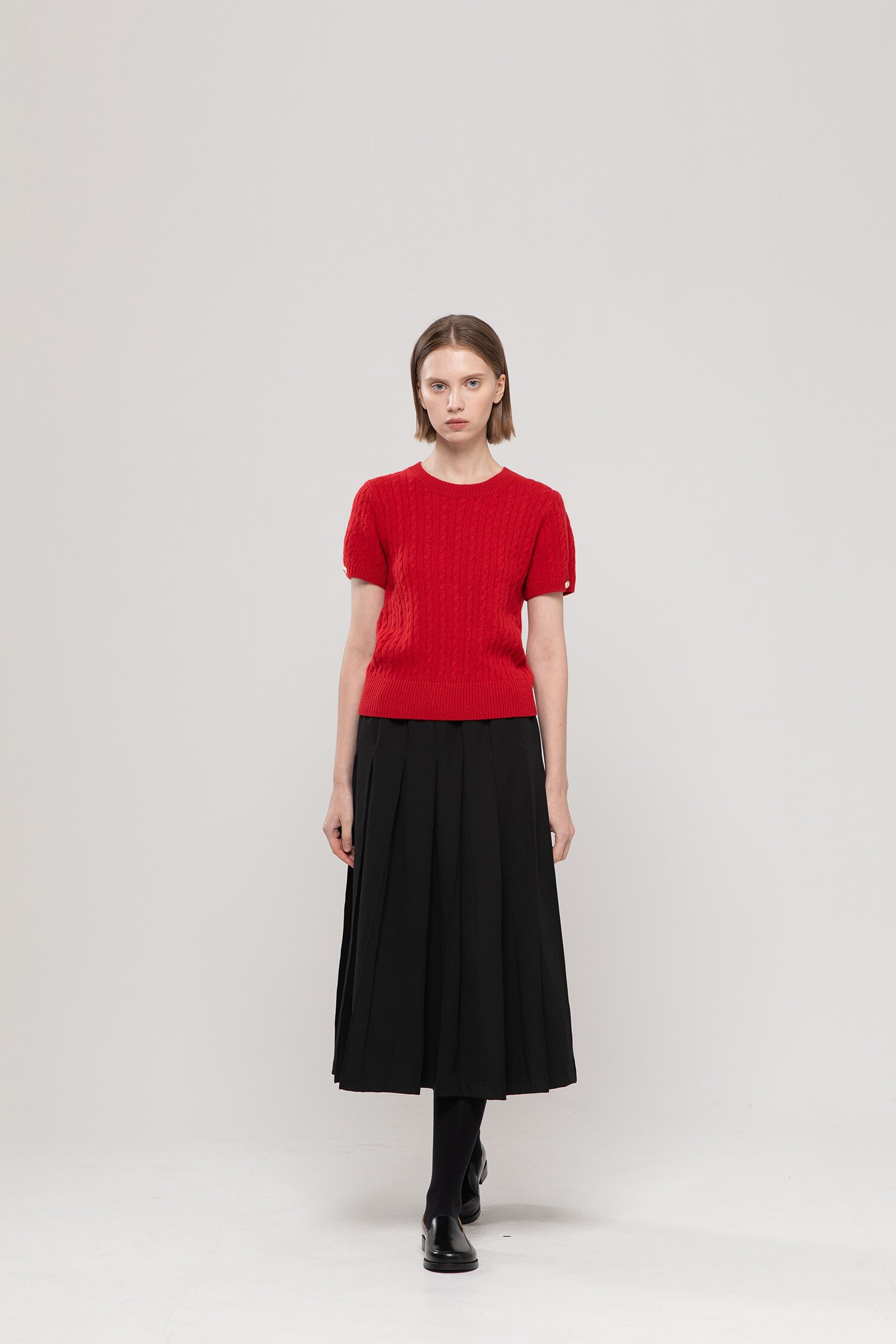Pleats banding skirt - Black