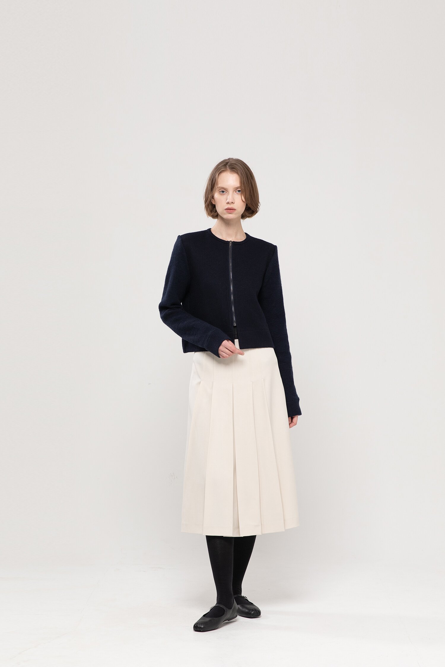 Pleats long skirt - Cream