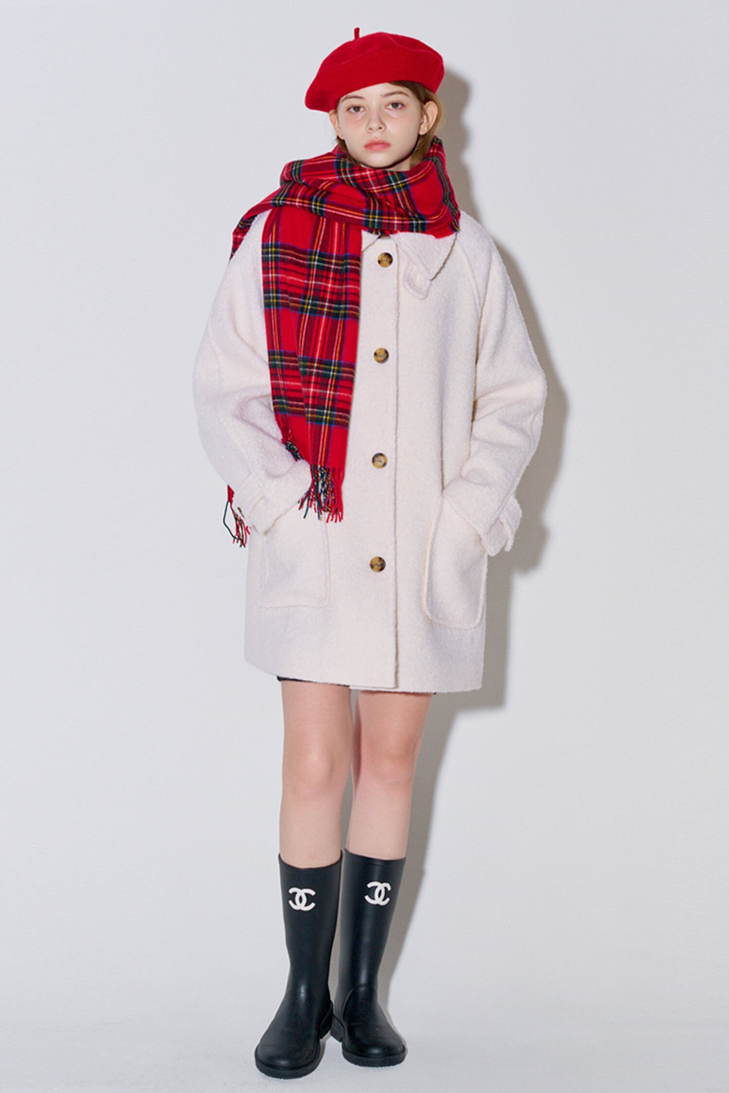 Boucle Half Wool Coat Ivory