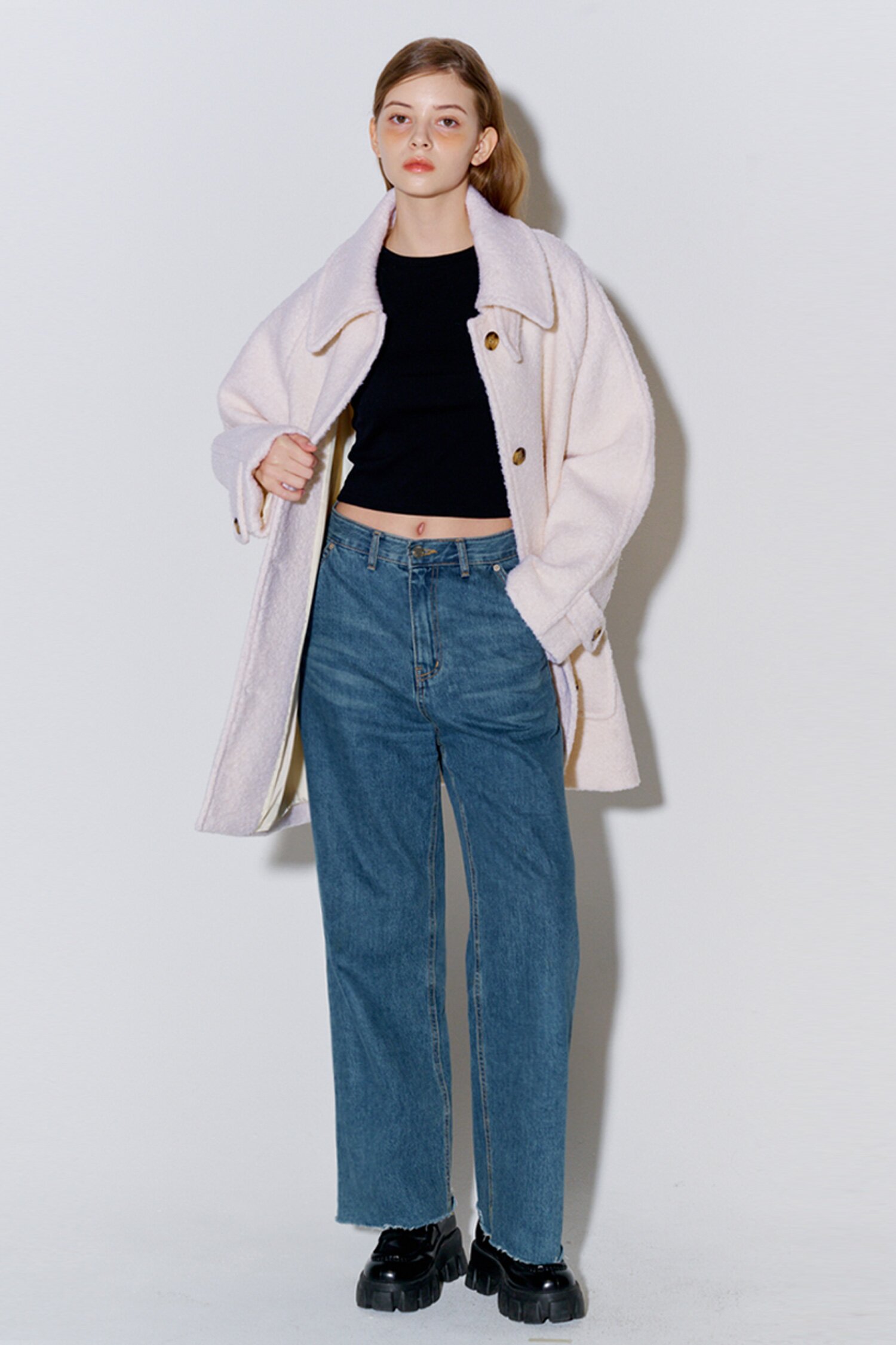 Boucle Half Wool Coat Ivory