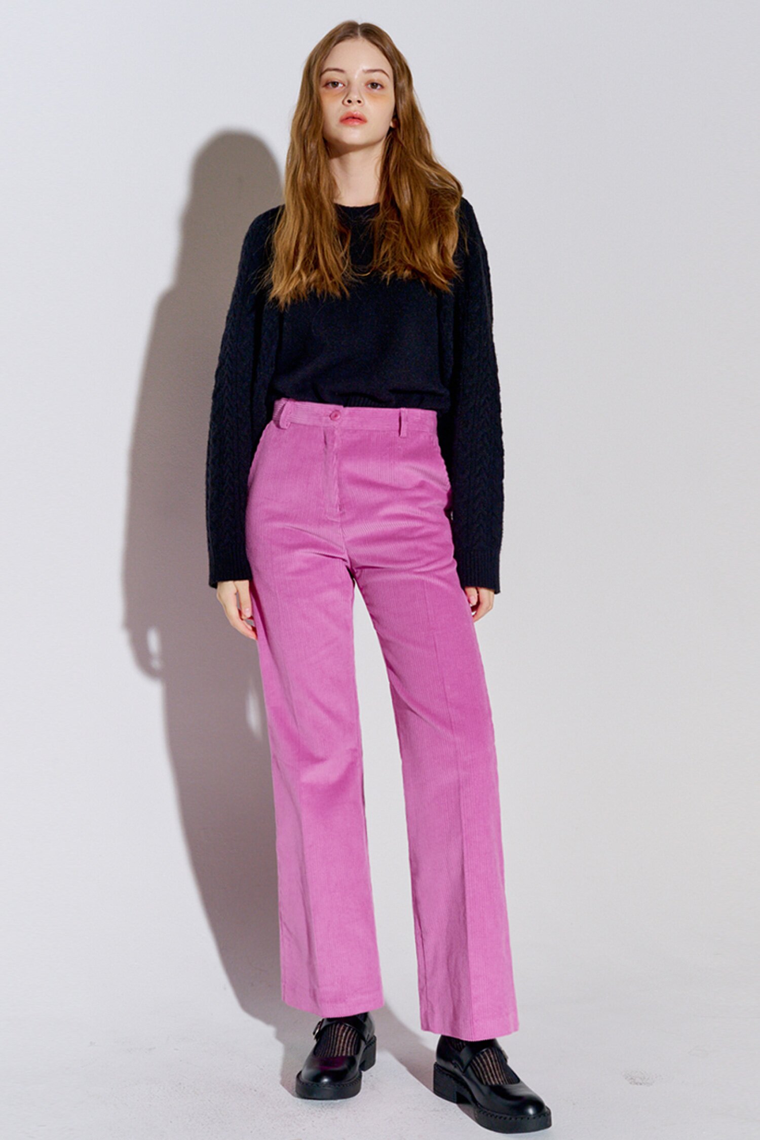 Coturoy Long Bootcut Pants Pink