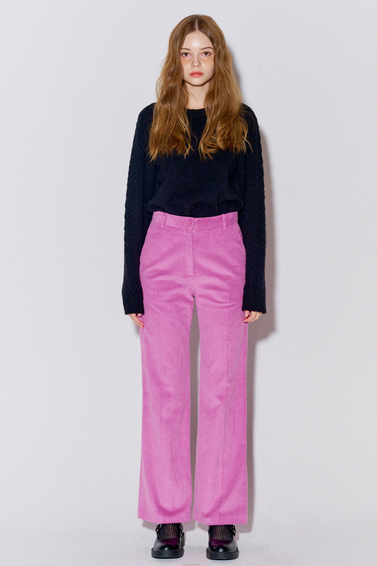 Coturoy Long Bootcut Pants Pink