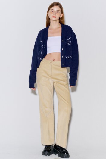 코듀로이 롱 부츠컷 팬츠 베이지
