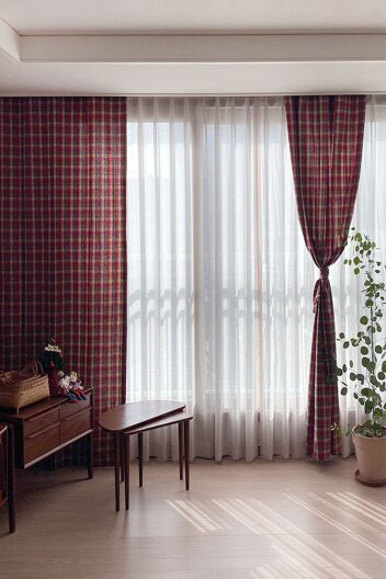 뉴욕의 겨울 방한 암막 체크커튼