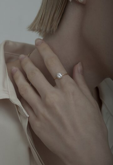 14K Simple Baroque Pearls Ring