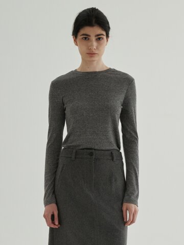Loose fit Wool Tencel Top (Charcoal)