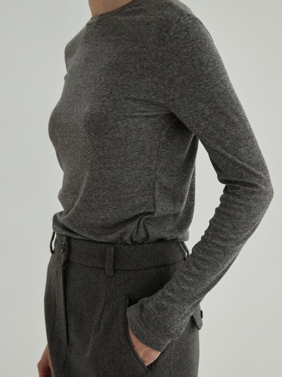 Loose fit Wool Tencel Top (Charcoal)