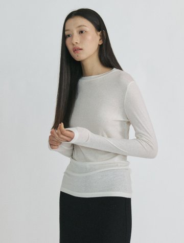 Loose fit Wool Tencel Top (Ivory)