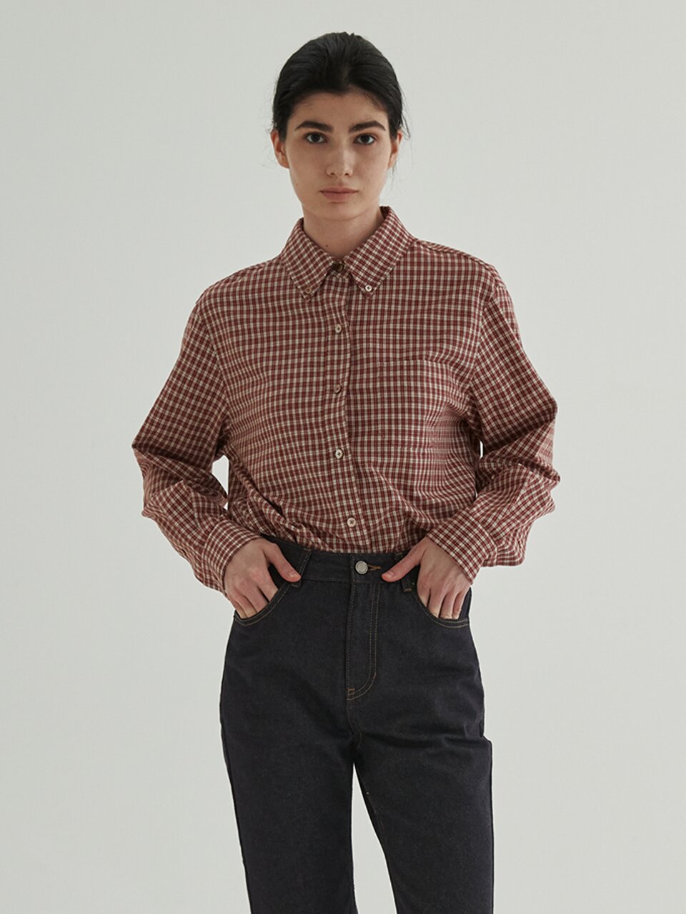Classic Button Down Shirt (Red Check)