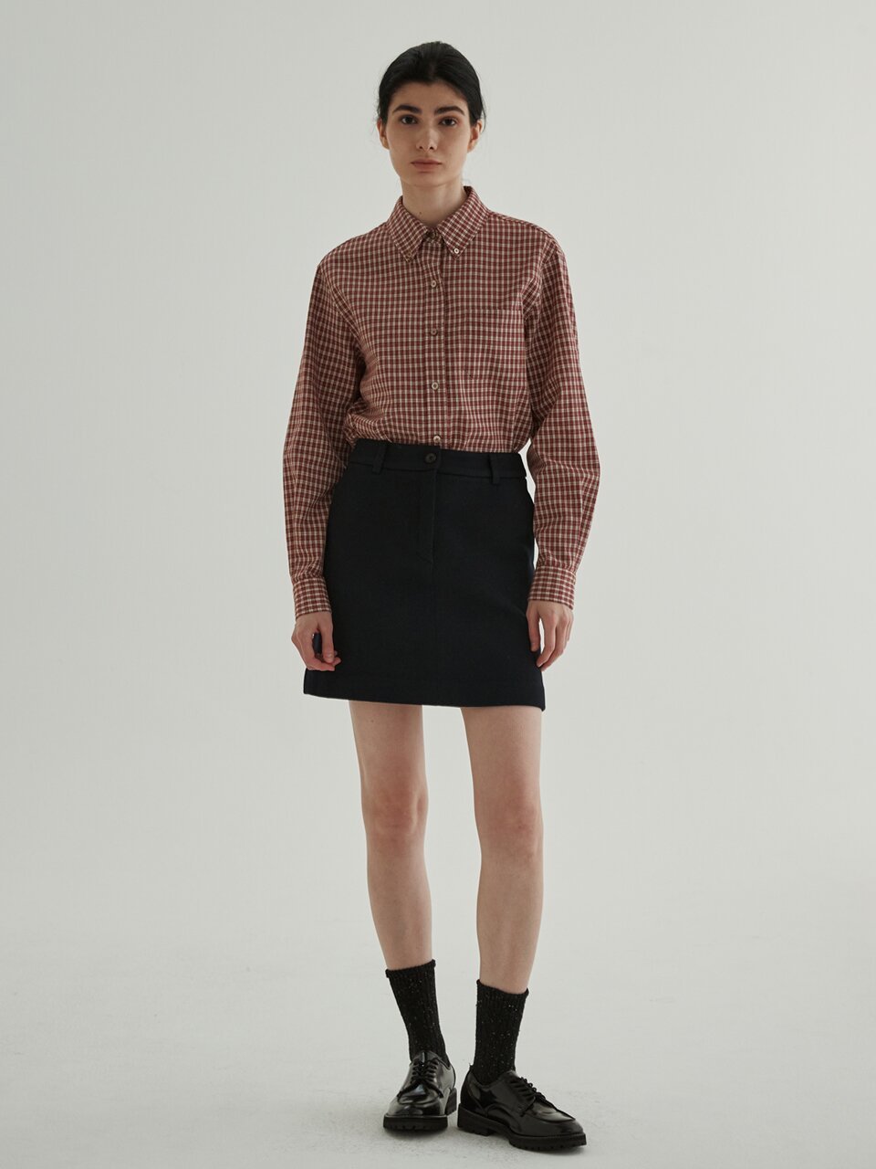 Wool Twill Mini-Skirt (Navy)