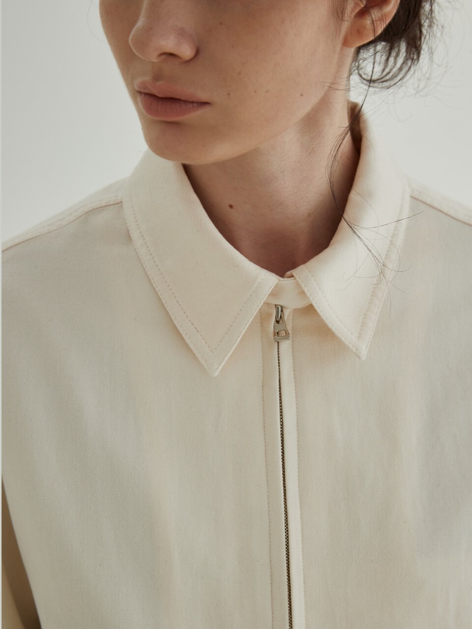 Soft Cotton Collar Blouson (Ivory)