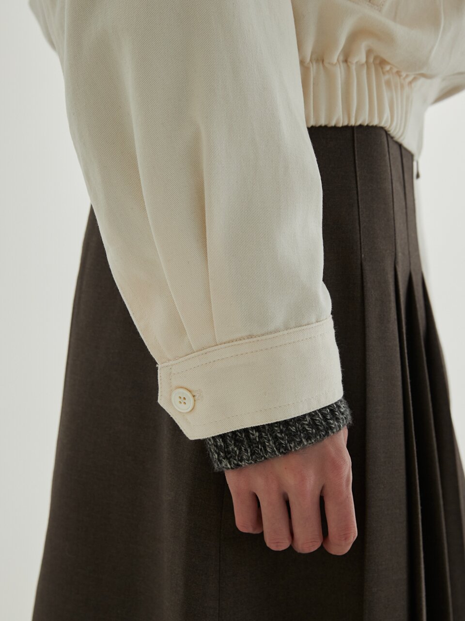 Soft Cotton Collar Blouson (Ivory)