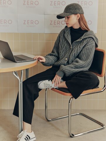 후드 오버핏 가디건 / 그레이