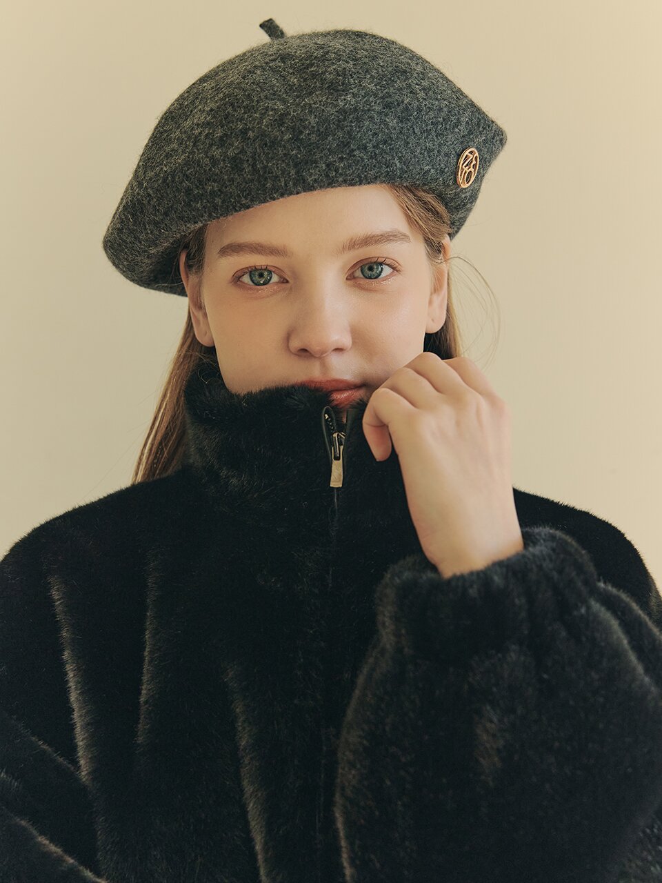 [3컬러] 울 로고 베레모