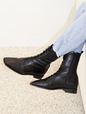 브로그 플랫 부츠 블랙 242BK