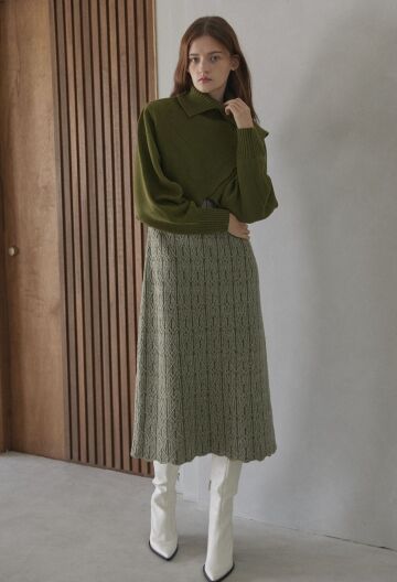 [칼타] 베스트 니트 롱 원피스 KHAKI