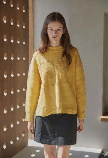 [칼타]로고 조직 라운드 니트 풀오버 YELLOW