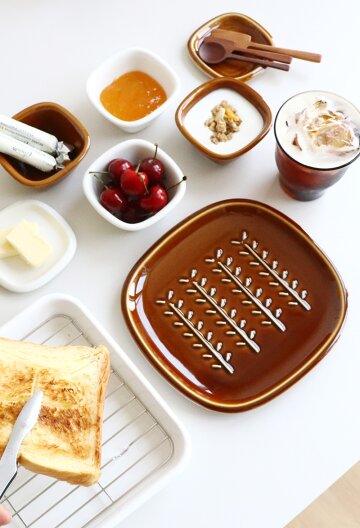 Miyama 나뭇잎 토스트 플레이트 잼볼 버터접시