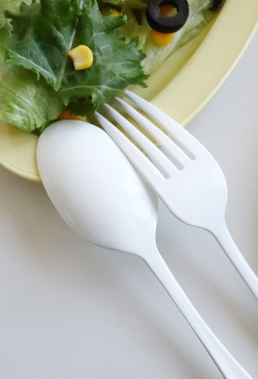 일본 화이트 법랑 테이블 스푼 포크