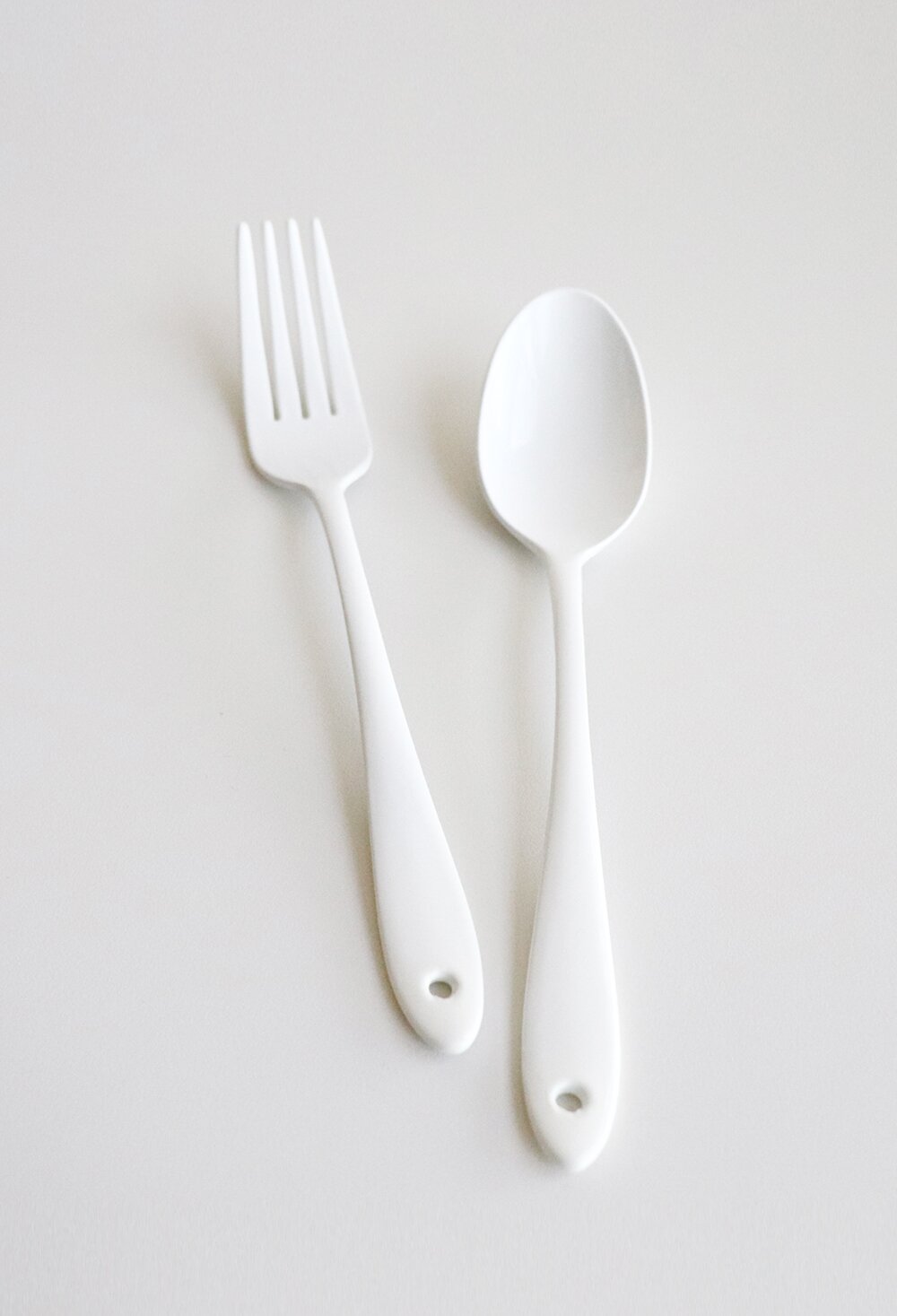 일본 화이트 법랑 테이블 스푼 포크