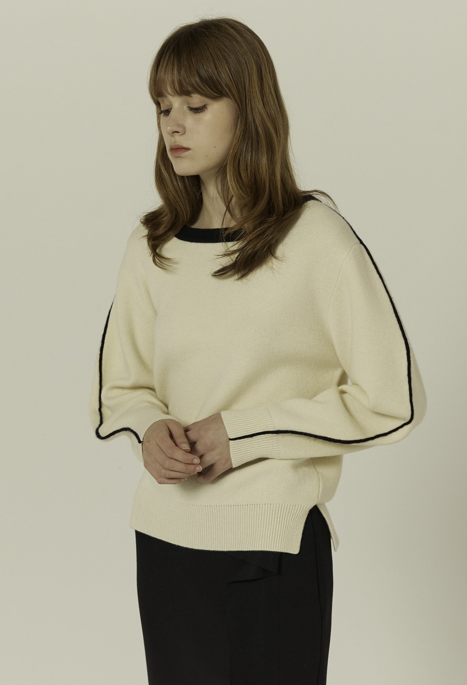 [칼레이트] Color Line Square-Neck Cashmere Sweater