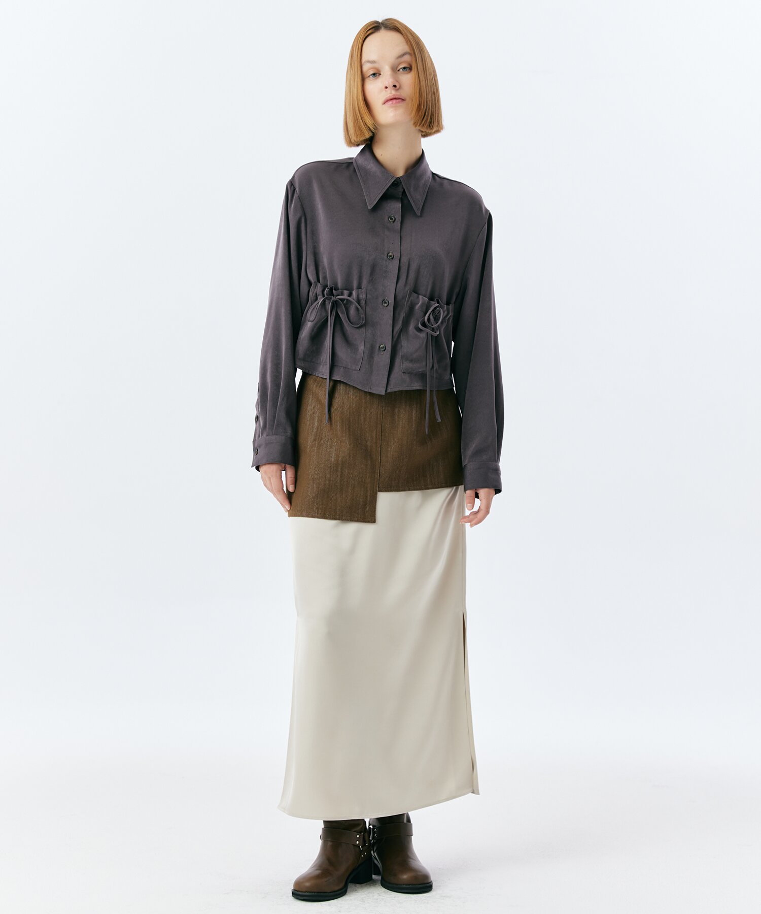 KNOT POCKET SHIRT(D.BROWN)
