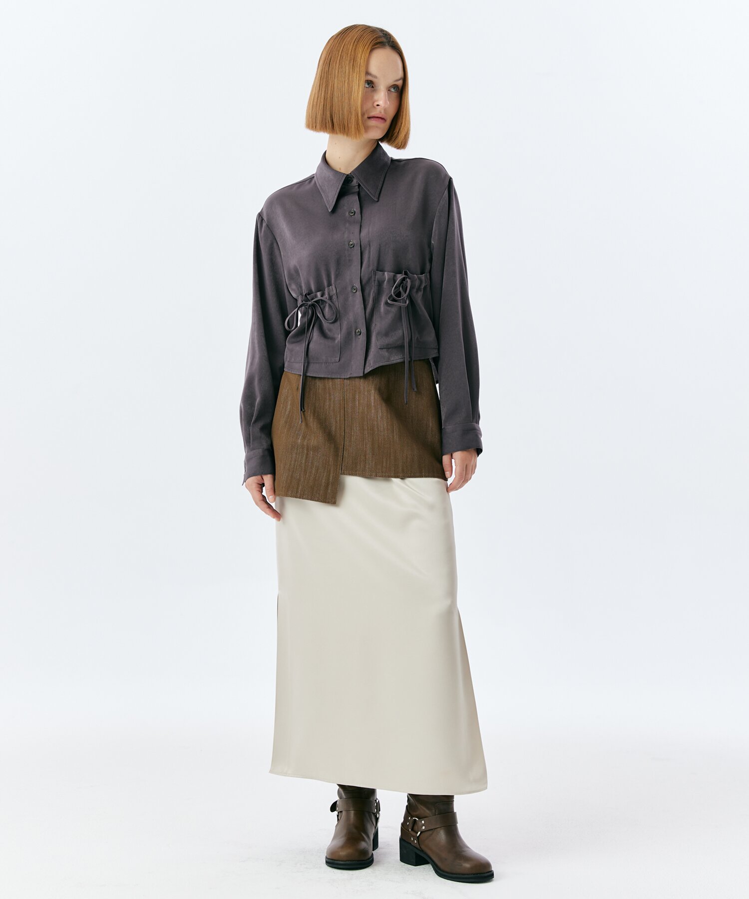KNOT POCKET SHIRT(D.BROWN)