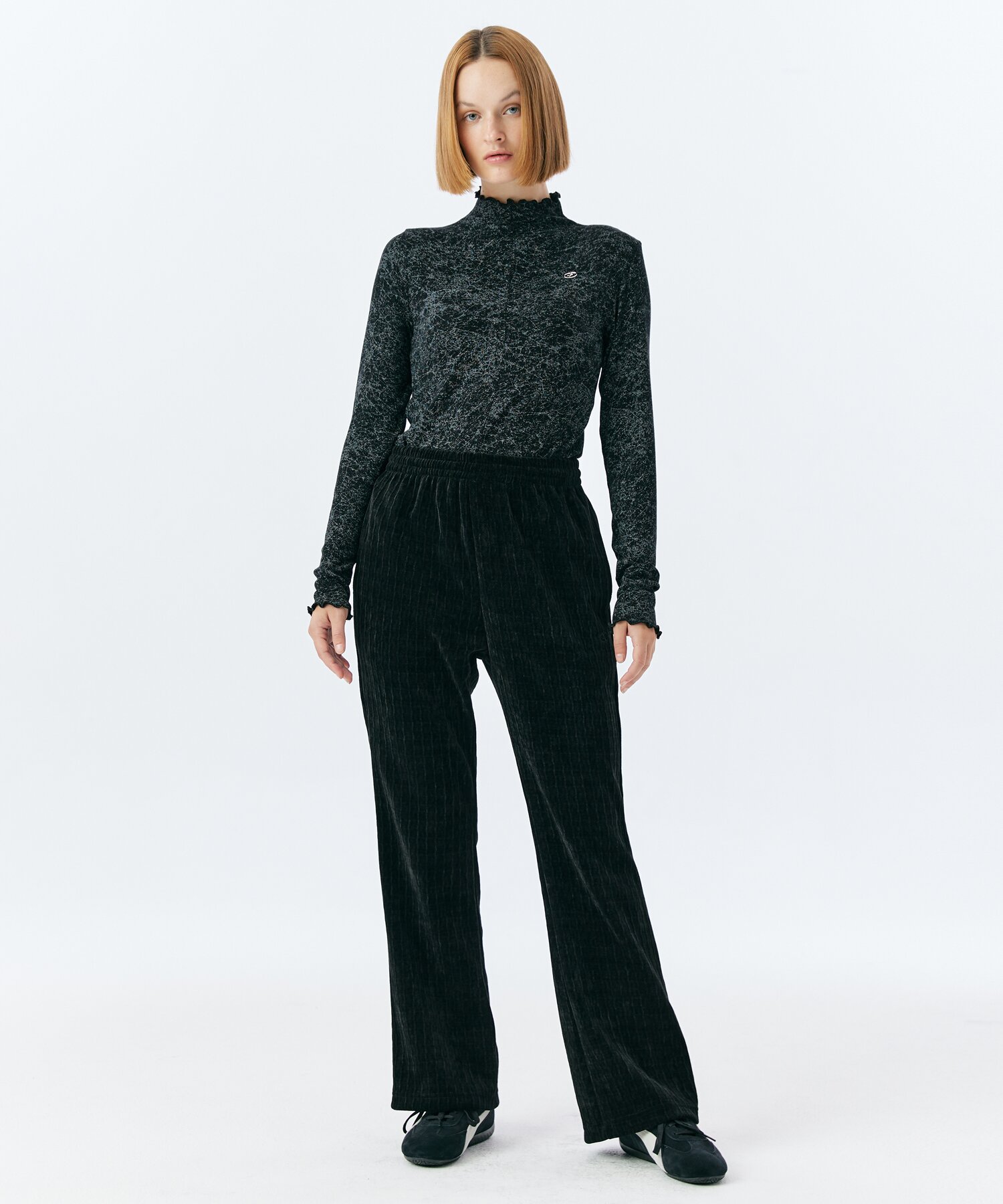 COBWEB MOCK NECK TOP(BLACK)