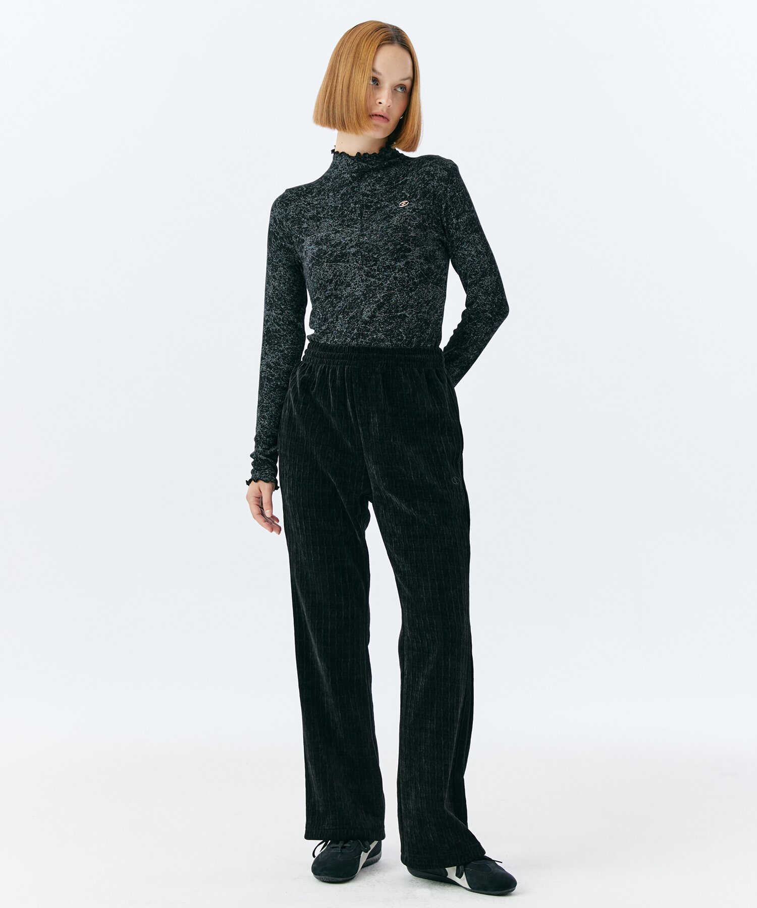 COBWEB MOCK NECK TOP(BLACK)