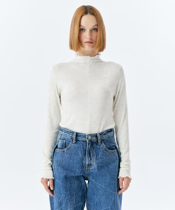 COBWEB MOCK NECK TOP(WHITE)
