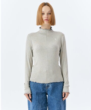 COBWEB MOCK NECK TOP(GREY)
