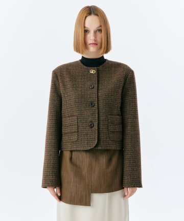POCHE TWEED JACKET(BROWN)