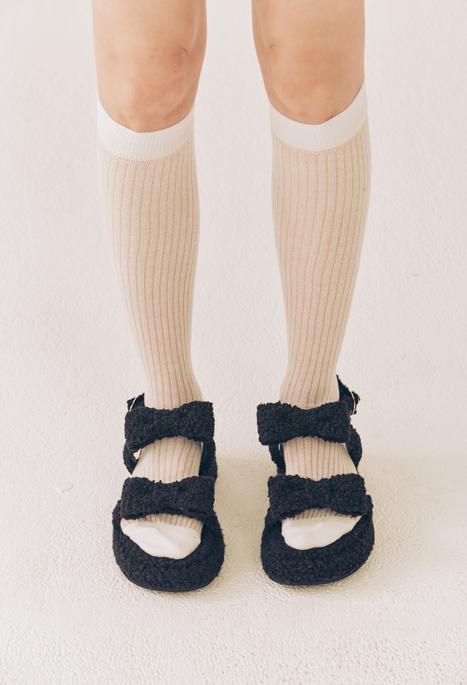 Piona Fur Ribbon Platform - Puddle Black