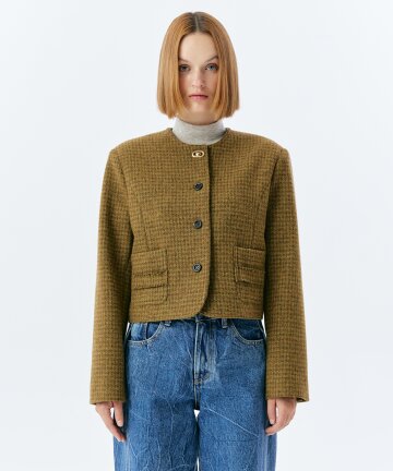 POCHE TWEED JACKET(KHAKI)