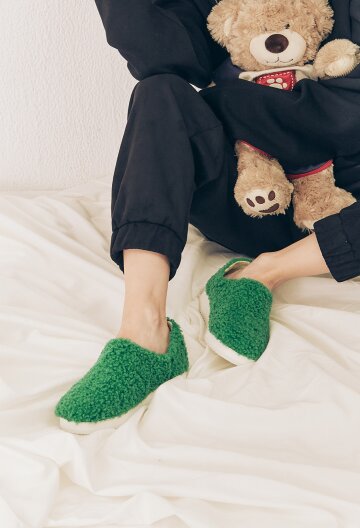 Holiday Fur Patform Loafers - Chunky Green