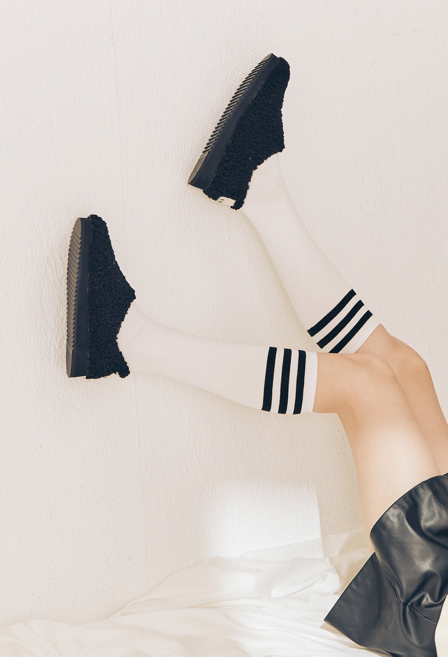 Holiday Fur Patform Loafers - Midi Black
