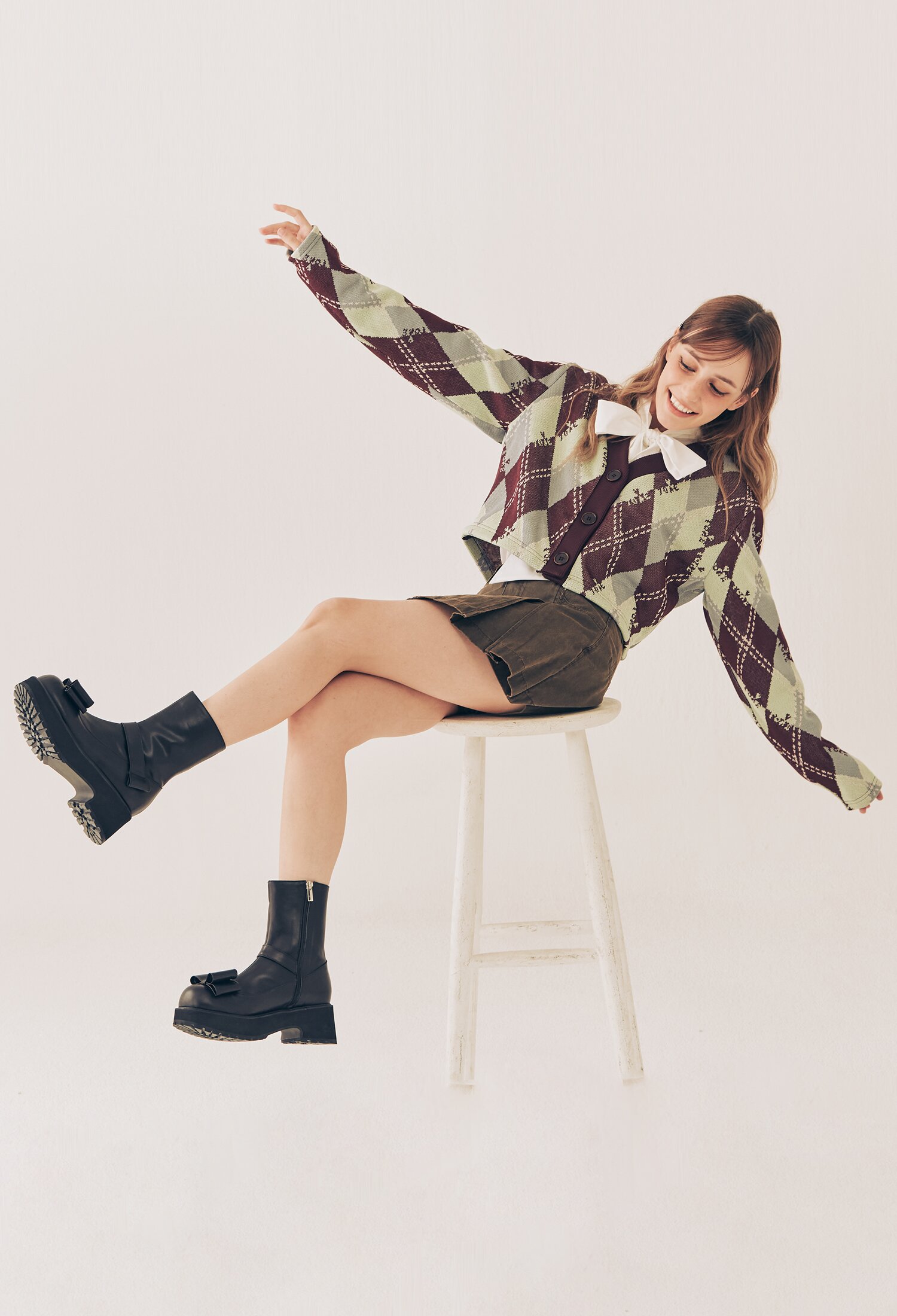Bizu Ribbon Ankle Boots - Pale Black