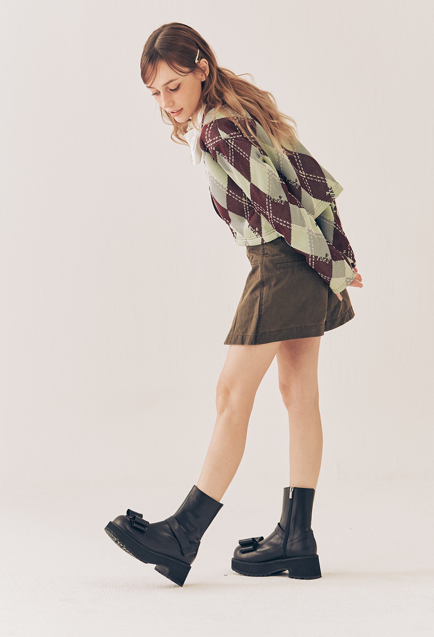 Bizu Ribbon Ankle Boots - Pale Black