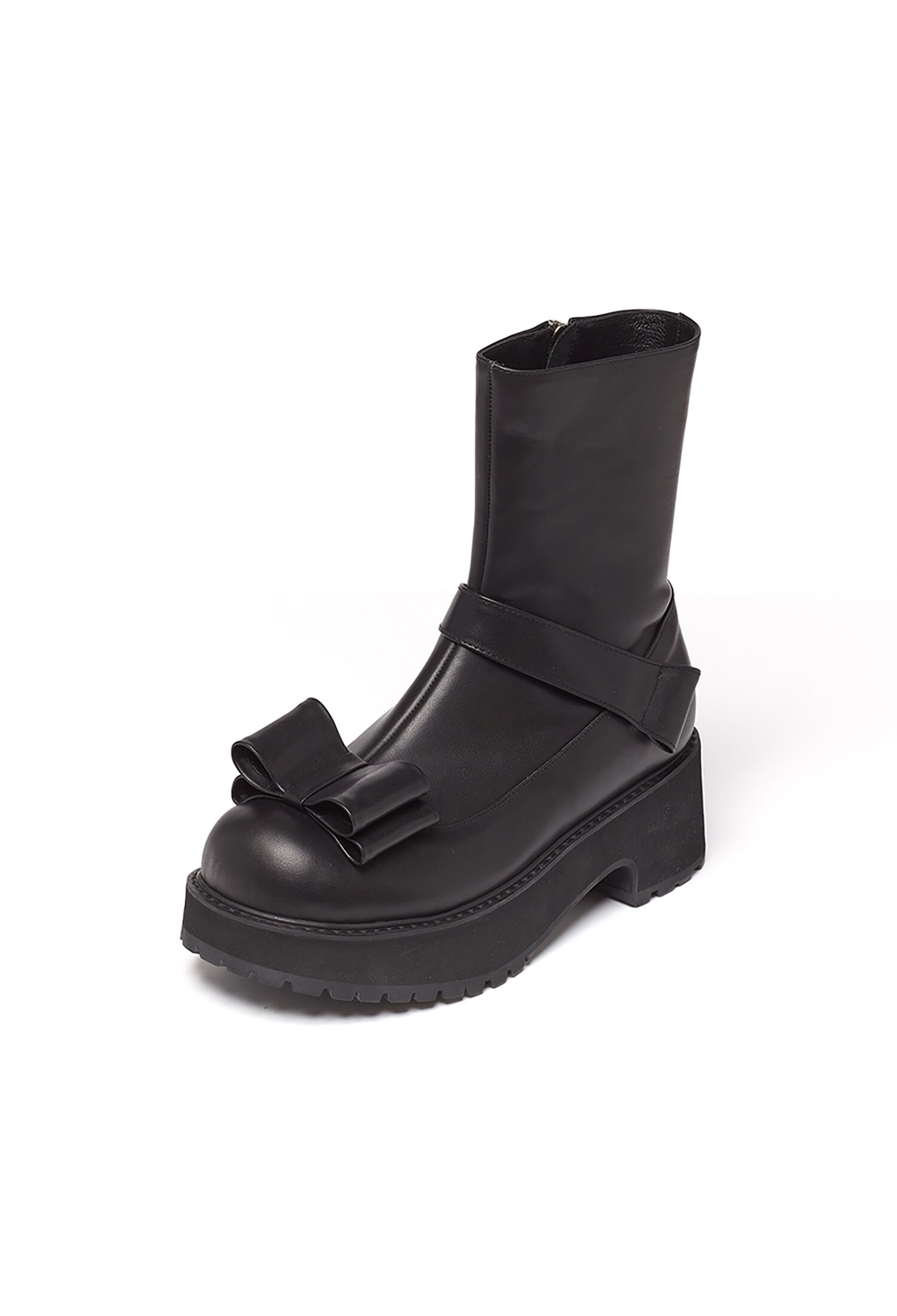 Bizu Ribbon Ankle Boots - Pale Black