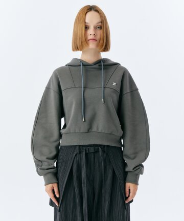 SPLIT CROP HOODIE(CHARCOAL)
