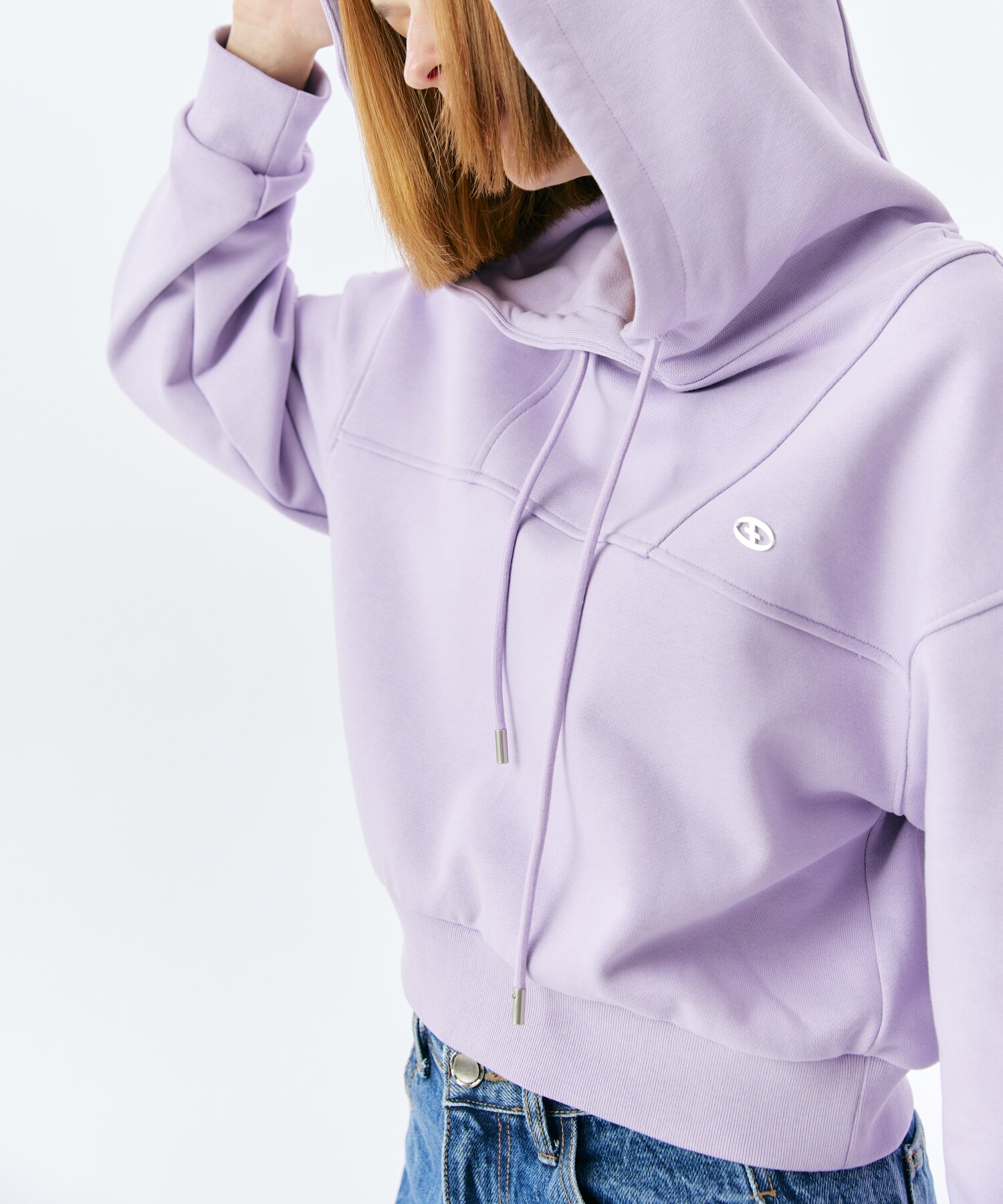 SPLIT CROP HOODIE(LAVENDER)