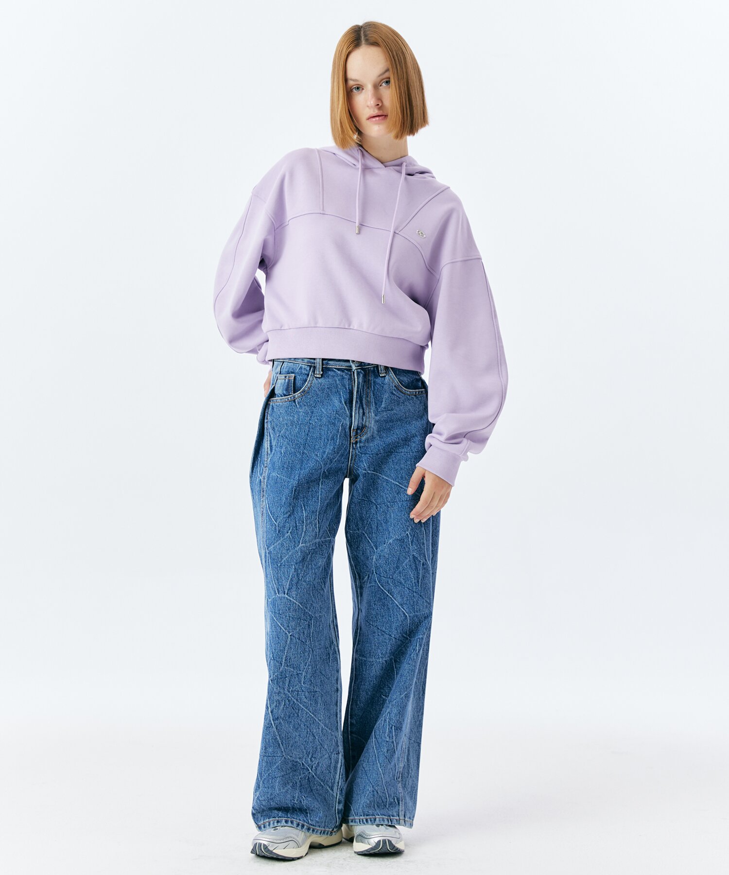 SPLIT CROP HOODIE(LAVENDER)