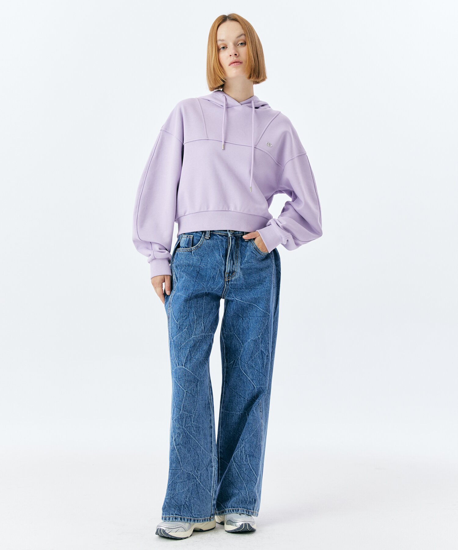 SPLIT CROP HOODIE(LAVENDER)