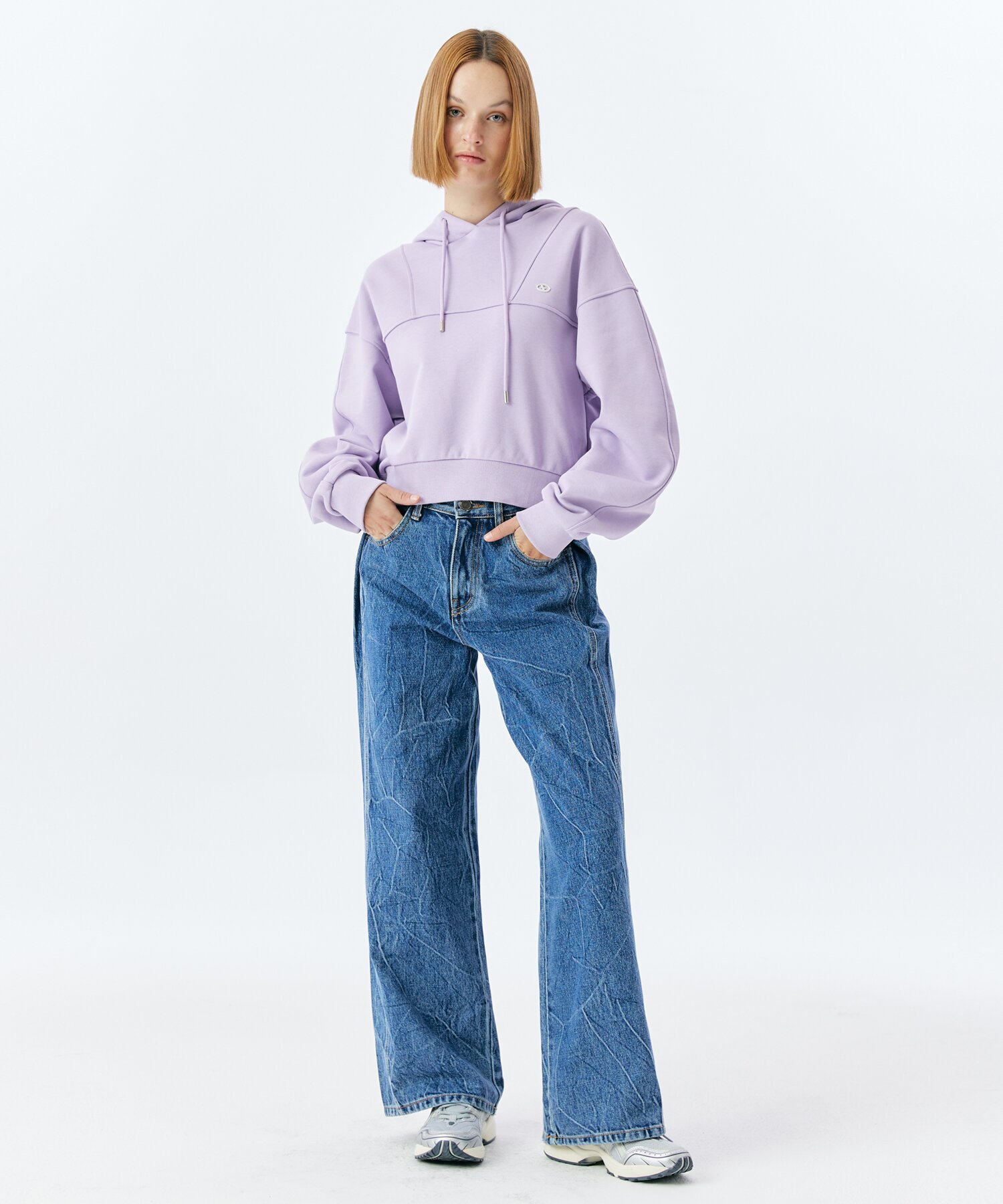 SPLIT CROP HOODIE(LAVENDER)