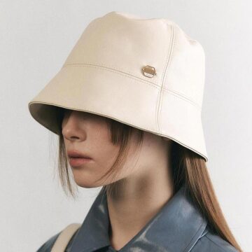 와이드 브림 가죽 버켓 벙거지 햇 H015_IVORY